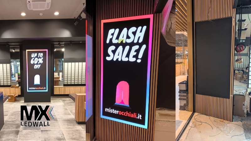 Display LED per negozio di ottica al Centro Commerciale Twenty di Bolzano