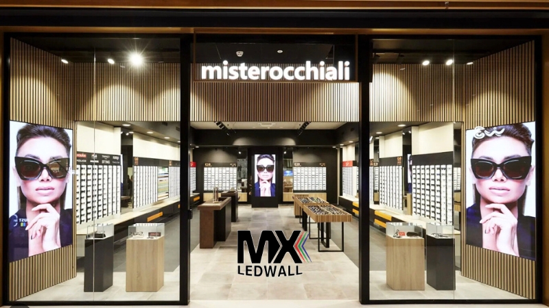 Led wall per negozio di ottica Misterocchiali al WaltherPark di Bolzano