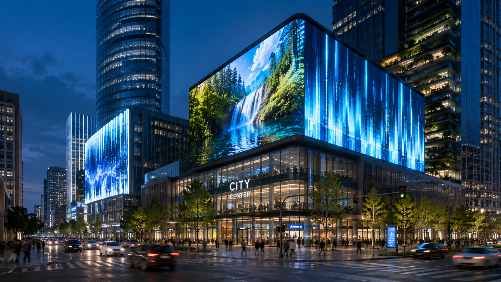 Gestiamo lo sviluppo di facciate multimediali architettoniche e display LED per l'arredo urbano, garantendo il rispetto di rigide certificazioni